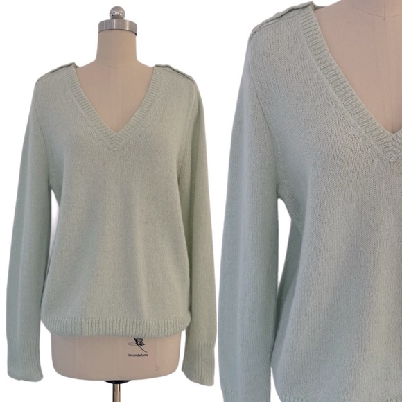 J. Crew Sweaters - J. Crew Pastel Green V-Neck Wool Mohair Blend Knit Sweater Relaxed Fit XL